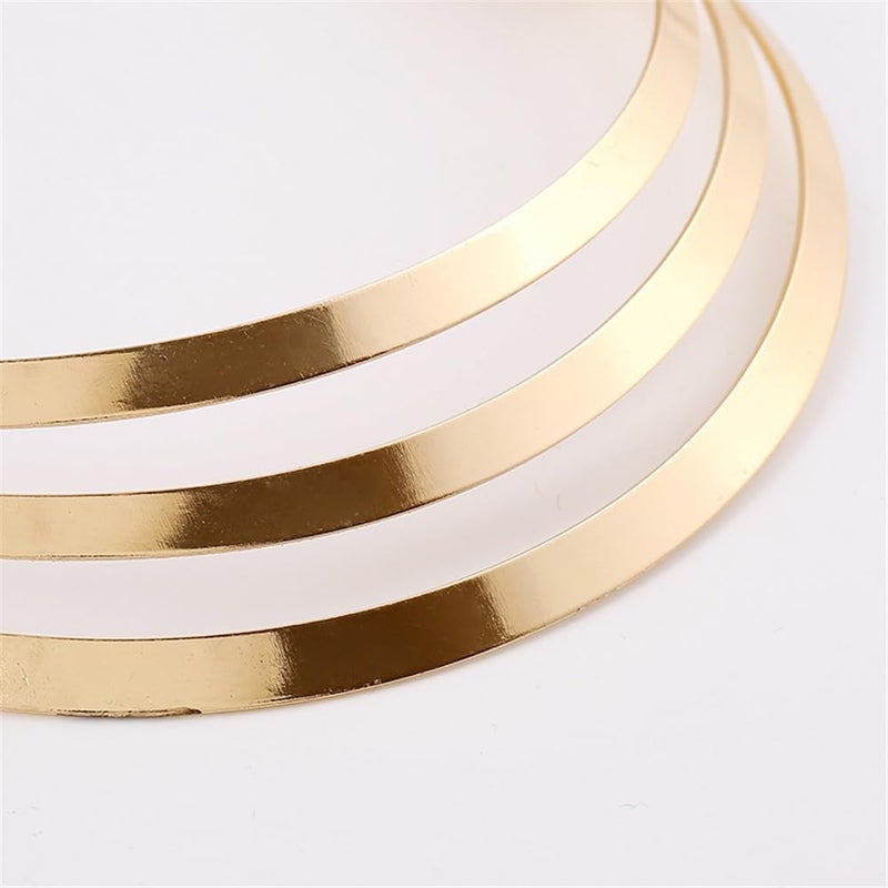 Hewill Store Chunky Gold Necklace Big Statement Chunky Necklace for Women African Tribe Wide Metal Choker Necklaces Jewelry - Image 3